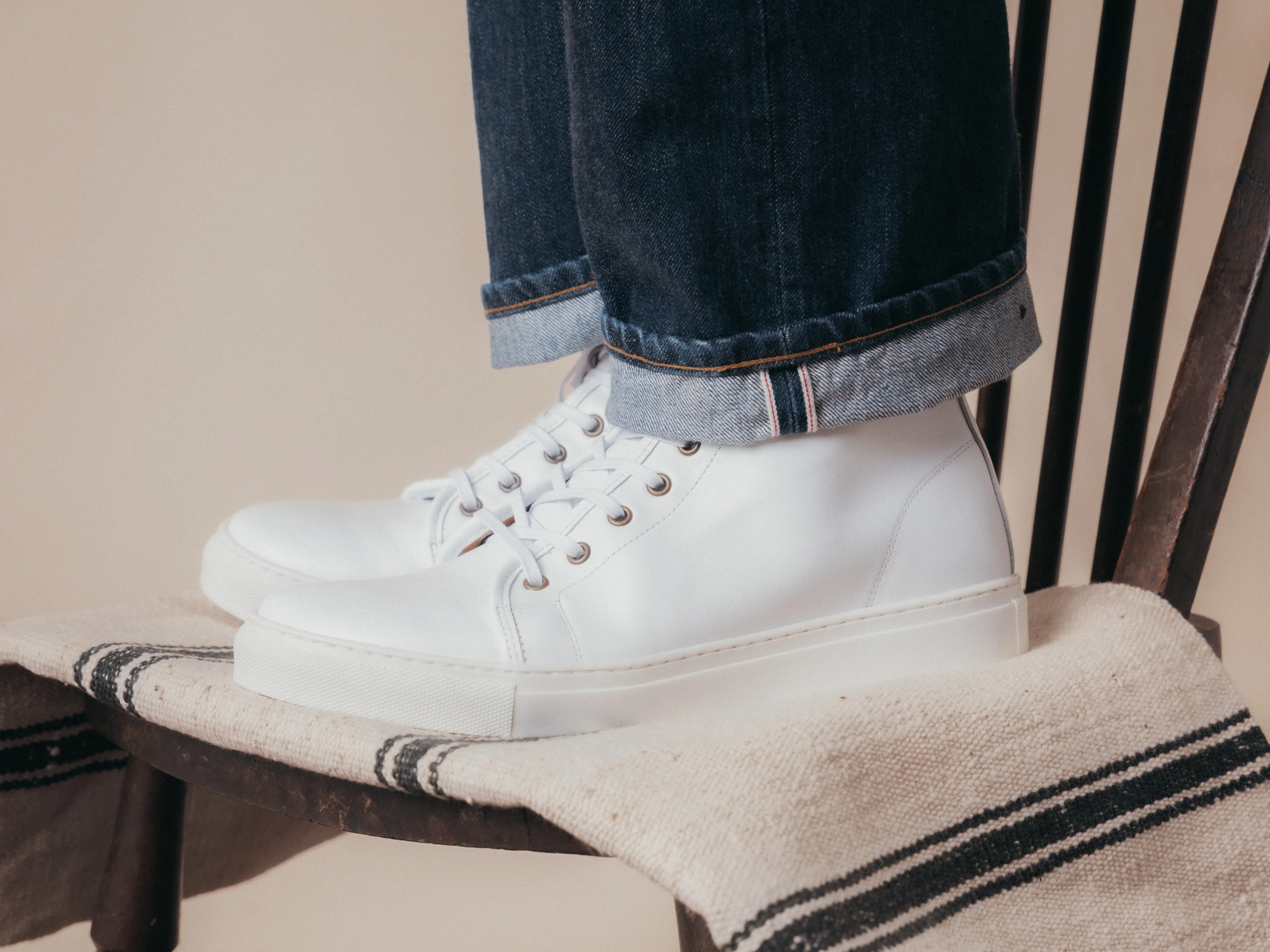 Rose Anvil X GORAL SMUGS High Top Sneaker 2.0 - Calfskin Nappa White Leather PRE-ORDER - Image 4