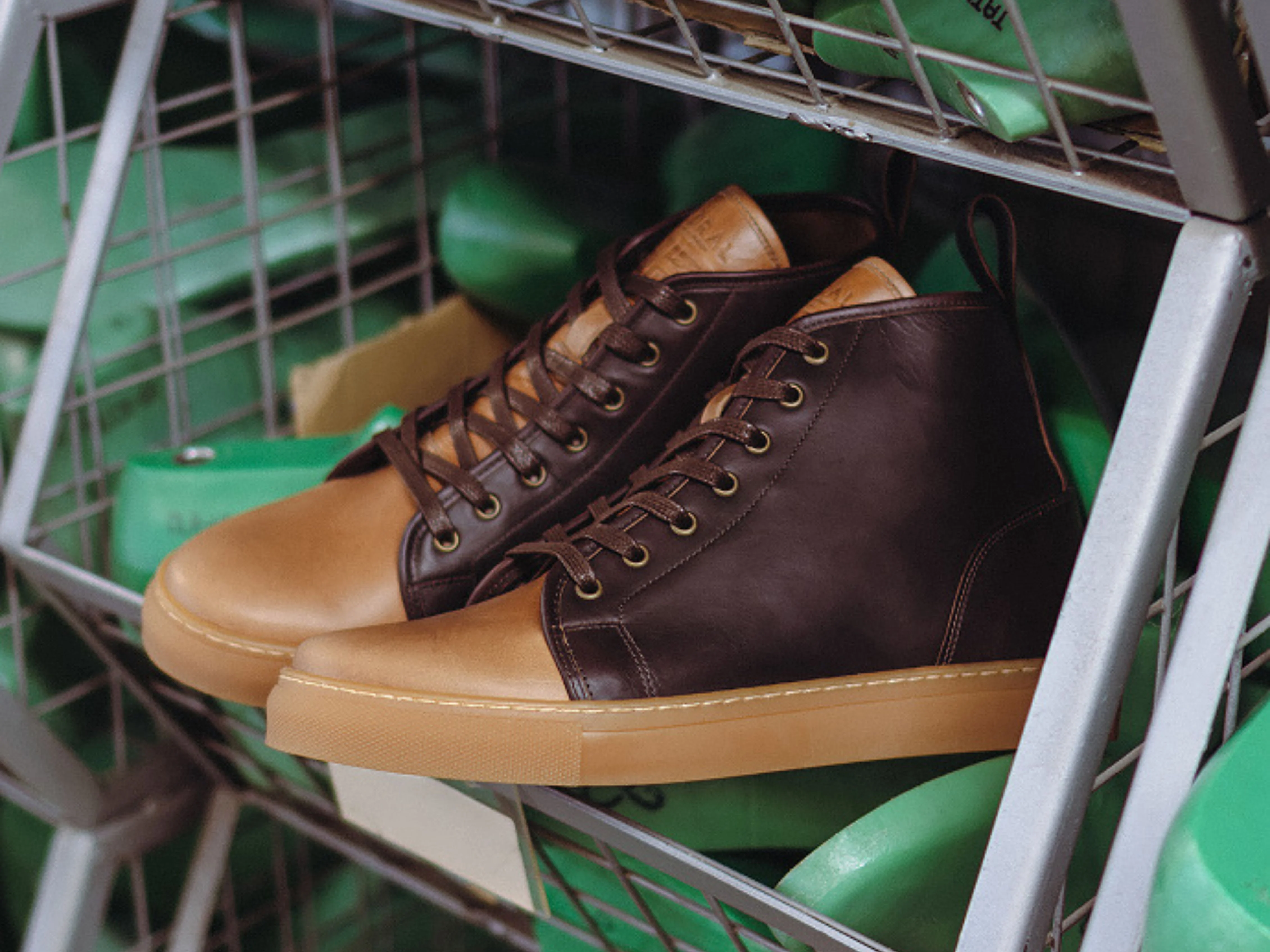 Rose Anvil X GORAL SMUGS High Top Sneaker 2.0 - Horween Chromexcel Two Tone Dark Brown & Natural Leather - Image 4